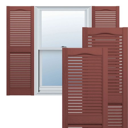 EKENA MILLWORK Lifetime Vinyl, Standard Cathedral Top Center Mullion, Open Louver Shutters, LL1S14X06000RD LL1S14X06000RD